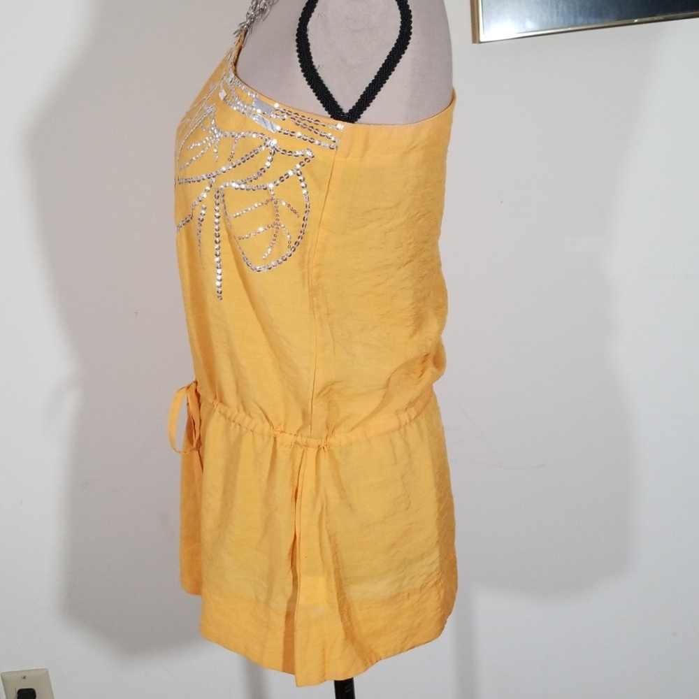Marineblu one shoulder sequined yellow top. Size M - Picture 4 of 8